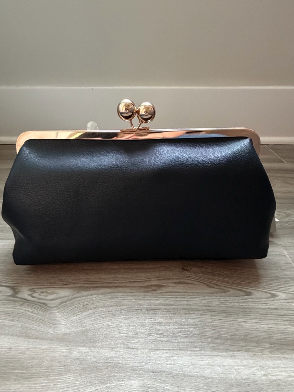 a new day Black Clutch with Gold Kiss-Lock Frame